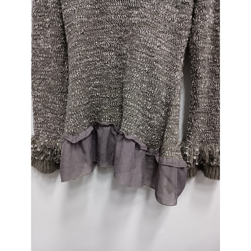 John Fashion Ruffle BOHO Cardigan Womens Large Taupe Shimmer Toggle - Picture 13 of 13